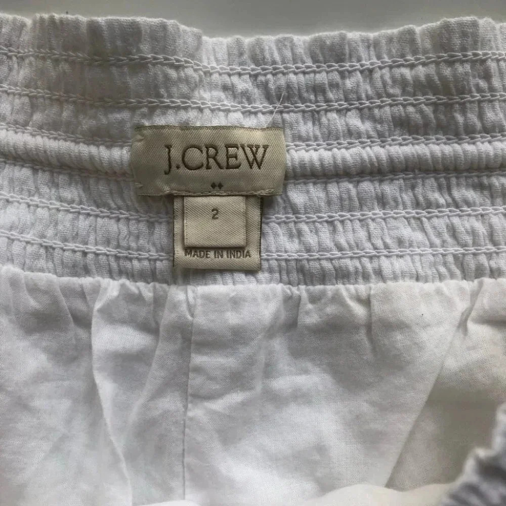 J. Crew Gold Embroidered Mosaic Cotton Tie-Front Elastic Shorts Size 2 - Picture 6 of 8